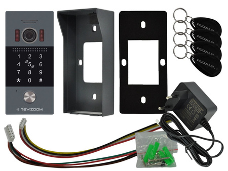 Zestaw wideodomofonu Revizoom  RM-T404HDI BLACK/RC-412HD-CK unifon głośnomówiący 10" 1024x600px WiFi i stacja bramowa otwierana kodem i kartami Mifare z kamerą 2Mpx, sterowanie smartfonem (Tuya)