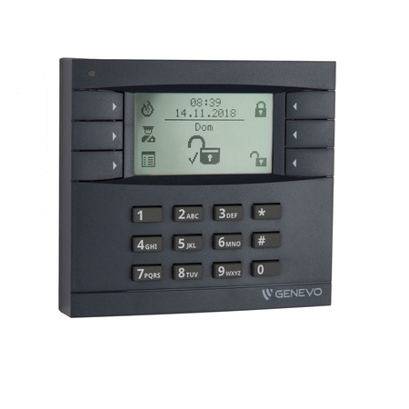 Manipulator LCD GENEVO EvoKPD CLASSIC GY Grade 2, białe podświetlenie grafit, system EVOLiNK