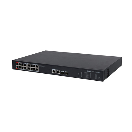 Switch 18 portowy gigabitowy Dahua PFS3220-16GT-240-V2 16xPoE + 2xUplink 10/100/1000 + 2xUplink SFP