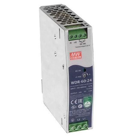 Zasilacz na szynę DIN Mean Well WDR-60-24 24VDC 2,5A 60W