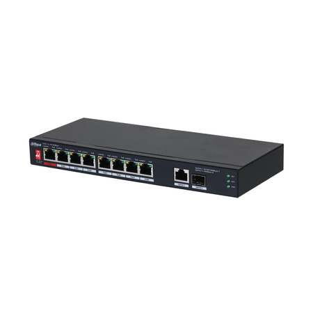 Switch 9 portowy Dahua PFS31108ET1GT1GF-96 8xPoE + 1xUplink 10/100/100 + 1xUplink SFP