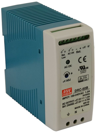 Zasilacz buforowy na szynę DIN Mean Well DRC-60B 27,6VDC 1,4A+0,75A 60W