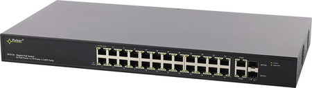 Switch 26 portowy Pulsar SFG124WP 24xPoE + 2xUplink 10/100/1000 + 2xUplink SFP bez zasilacza