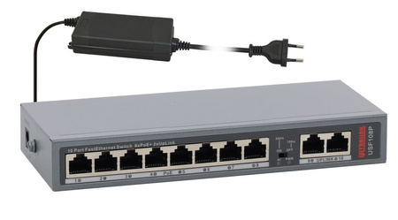 Switch 10 portowy Pulsar USF108P 8xPoE + 2xUplink 10/100
