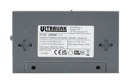 Switch 6 portowy Pulsar USF64P 4xPoE + 2xUplink 10/100