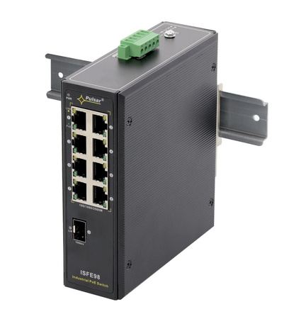 Switch 8 portowy Pulsar ISFE98 8xPoE + Uplink SFP bez zasilacza, mocowanie na szynę DIN