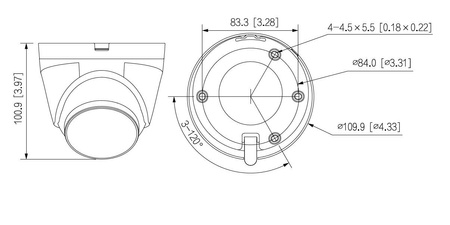 Kamera zewnętrzna do monitoringu IP Dahua IPC-HDW1239V-A-IL-0280B 2Mpx kopułkowa/eyeball stałoogniskowa 2,8mm, IR/LED 30m