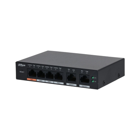 Switch 6 portowy zarządzalny Dahua S4100-4ET2ET-60-C 4xPoE + 2xUplink