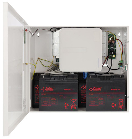 Zasilacz buforowy w obudowie ściennej Pulsar SWR-300 54VDC+12VDC 5,5A 300W dla switchy PoE i rejestratora, max 4x17Ah
