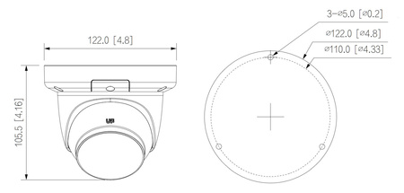 Kamera zewnętrzna do monitoringu IP Dahua IPC-HDW3649QM-S-IL-0280B 6Mpx kopułkowa/eyeball stałoogniskowa 2,8mm, IR/LED 30m , port microSD