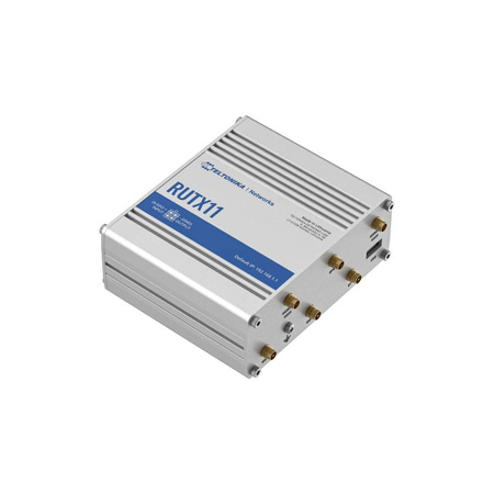 Router bezprzewodowy Teltonika RUTX11 b/g/n/ac + LTE Cat6 (stacja bazowa, AP) 2xSIM USB, WAN + 3x10/100/1000, 2 anteny SMA do LTE, 2 anteny RP-SMA do WiFi, antena SMA do GNSS (GPS), antena RP-SMA do BT w komplecie IP30