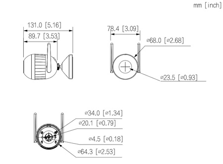 Kamera zewnętrzna do monitoringu IP Dahua F2C-PV 2Mpx bullet stałoogniskowa 3,6mm, IR/LED 30m, port microSD