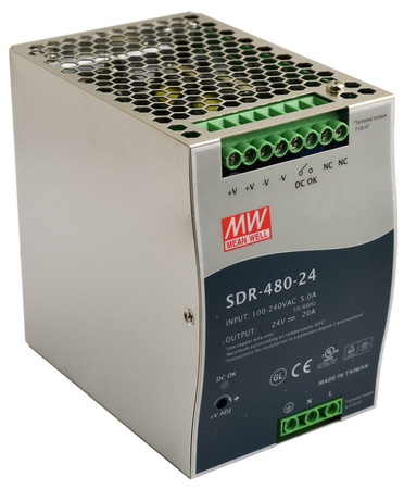 Zasilacz na szynę DIN Mean Well SDR-480-24 24VDC 20A 480W