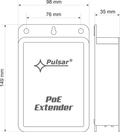 Przedłużacz / extender PoE Pulsar EXT-POEG4-OTD na szynę DIN