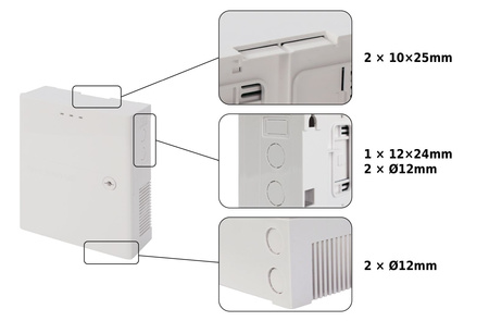 Zasilacz buforowy w obudowie ściennej Pulsar PCSB-12V5A-B 13,8VDC 5,5A 76W max 9Ah 19,5x22,7x8cm