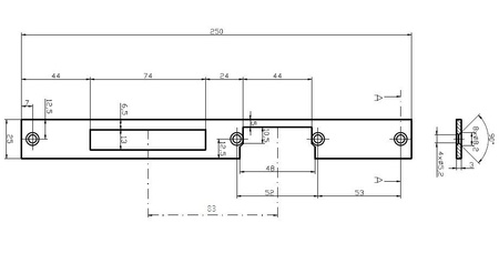 Płaskownik Bira OK-P5 długi 250x25x3mm., ocynk