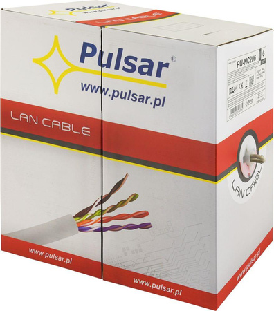 Przewód UTP skrętka Pulsar PU-NC206 kat. 6, 23AWG, Cu, Eca, 305m wewnętrzny