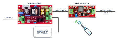 Przetwornica Atte ASUC-30-AD0-OF podnosząca napięcie z regulacją 12...48V