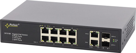 Switch 10 portowy gigabitowy Pulsar SFG108-90W 8xPoE + 2xUplink + 2xUplink SFP zasilacz 90W