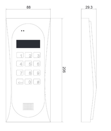 Stacja bramowa 255 lokali ACO CDNP8ACC ST (system CDN, Inspiro, Familio P/PV) wandaloodporna otwieranie kodem i kartami Unique stal