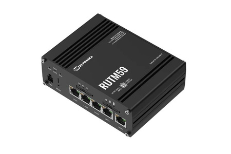 Router bezprzewodowy Teltonika RUTM59 2G 2x2MIMO WAN + 4x10/1000/1000 4 anteny SMA do 5G/LTE i antena SMA do GNNS (GPS) w komplecie IP30