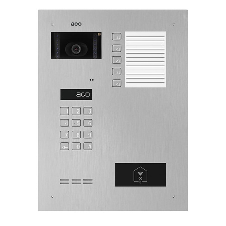 Stacja bramowa wielolokalowa ACO INSPIRO 901+ (G2) Inspiro+ (system P) podtynkowa Master/Slave wandaloodporna otwieranie kodem i kartami Unique kamera 90/60° srebrna