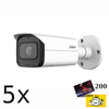 Zestaw: 5x Kamera zewnętrzna do monitoringu IP Dahua IPC-HFW3541T-ZAS-27135-S2 5Mpx bullet wandaloodporna zmiennoogniskowa 2,7-13,5mm IR 60m port micro SD + karta 200zł