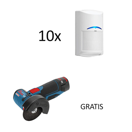 Zestaw 10 czujek ruchu PIR+MW Bosch CDL2-A15G dualna zewnętrzna + szlifierka