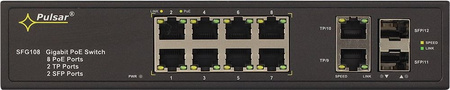 Switch 10 portowy gigabitowy Pulsar SFG108 8xPoE + 2xUplink + 2xUplink SFP zasilacz 120W