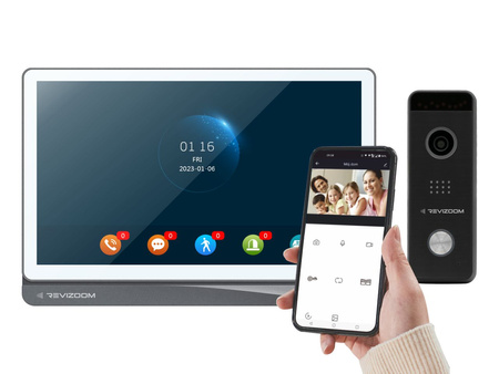 Zestaw wideodomofonu Revizoom RM-T404HDI WHITE/RC-411HD unifon głośnomówiący 10" 1024x600px WiFi i stacja bramowa z kamerą 2Mpx, sterowanie smartfonem (Tuya)