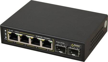 Switch 4 portowy gigabitowy Pulsar SFG64 4xPoE + 2xUplink SFP