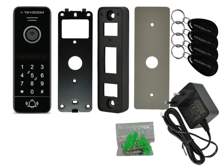 Zestaw wideodomofonu Revizoom  RM-T404HDI BLACK/RC-411HD-CK unifon głośnomówiący 10" 1024x600px WiFi i stacja bramowa otwierana kodem i kartami Mifare z kamerą 2Mpx, sterowanie smartfonem (Tuya)