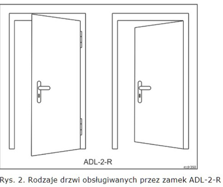 Terminal kontroli dostępu klamka Roger ADL-2-R z czytnikiem kart Mifare 13,56MHz, BLE i klawiaturą, wandaloodporny, na drzwi prawe (otwierane do siebie zawiasy po prawej)