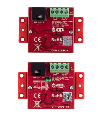 Konwerter Atte ETH-2wire-SET do transmisji LAN + PoE po 2 żyłach