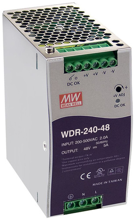 Zasilacz na szynę DIN Mean Well WDR-240-48 48VDC 5A 240W