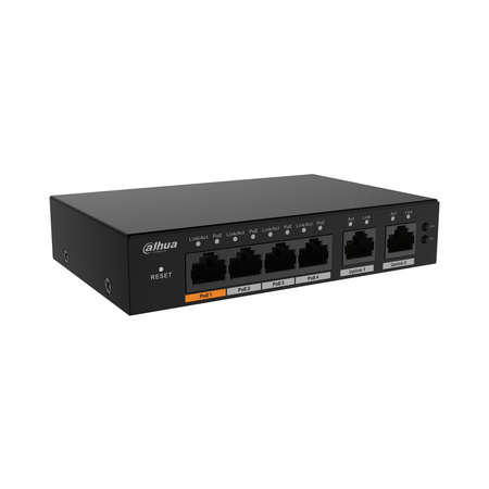 Switch 6 portowy gigabitowy zarządzalny Dahua S4100-4GT2GT-60-C 4xPoE + 2xUplink