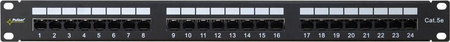 Patchpanel Pulsar RP-U24V5 wyposażony 24x U/UTP Cat5e 1U 19”
