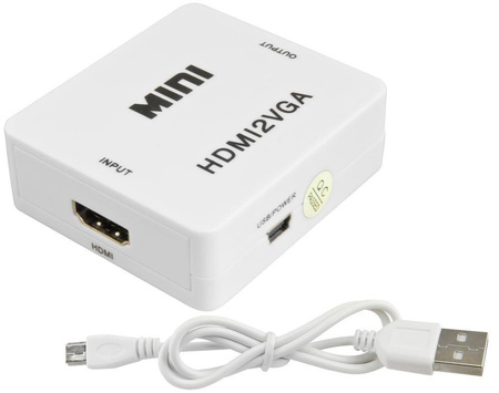 Konwerter sygnału HDMI>VGA Pulsar HDMI-VGA ze spliterem audio – gniazdo Jack 3,5