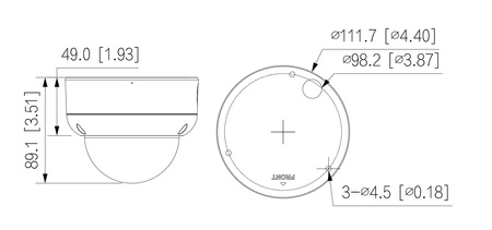 Kamera zewnętrzna do monitoringu IP Dahua IPC-HDBW3449E-AS-IL-0360B 4Mpx kopułkowa wandaloodporna stałoogniskowa 3,6mm, IR/LED 40m , port microSD