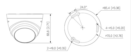 Kamera wewnętrzna do monitoringu HDCVI Dahua HAC-T1A21-0280B 2Mpx kopułkowa/eyeball stałoogniskowa 2,8mm IR 20m