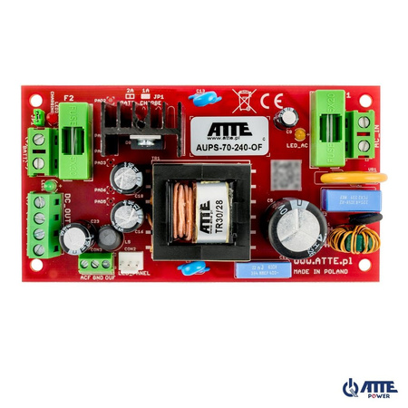 Zasilacz buforowy do obudowy Atte AUPS-70-240-OF 24VDC 3A 72W max 2x18Ah