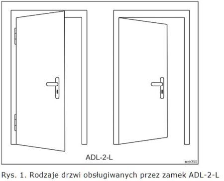 Terminal kontroli dostępu klamka Roger ADL-2-L z czytnikiem kart Mifare 13,56MHz, BLE i klawiaturą, wandaloodporny, na drzwi lewe (otwierając do siebie zawiasy po lewej)
