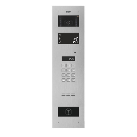 Stacja bramowa wielolokalowa ACO INSPIRO PMR 1+ (G2) Inspiro+ (system P) Master/Slave wandaloodporna otwieranie kodem i kartami Unique kamera 90/60°, z modułem dla osób z niepełnosprawnościami srebrna