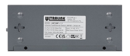 Switch 10 portowy Pulsar USF108P 8xPoE + 2xUplink 10/100