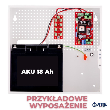 Zasilacz buforowy w obudowie ściennej Atte AUPS-100-120-F 12VDC 8A 100W max 18Ah