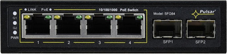 Switch 6 portowy gigabitowy Pulsar SFG64WP 4xPoE + 2xUplink SFP bez zasilacza