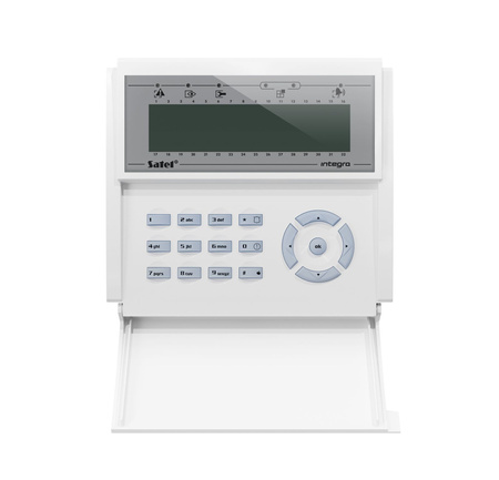 Manipulator LCD Satel INT-KLCD-W Grade3, białe podświetlenie, z klapką