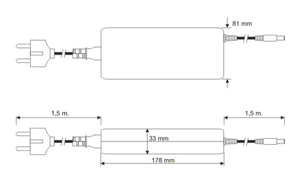 Zasilacz Pulsar PSD520460 52VDC 4,6A 240W do CCTV z wtyczką 5,5x2,1mm