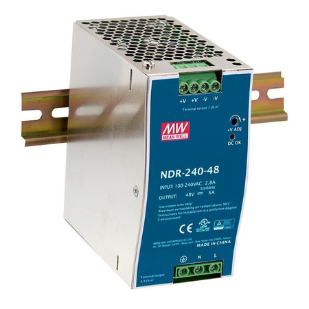 Zasilacz na szynę DIN Mean Well NDR-240-48 48VDC 5A 240W
