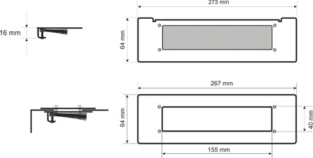 Przepust szczotkowy do szaf RACK Pulsar RAPS-G do typu RWA-G/RW-G/RWDA-G 26,7x6,4cm (15,5x4cm)